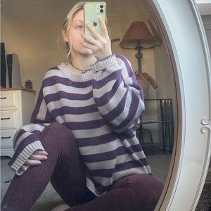 Listicle Striped Oversized Sweater